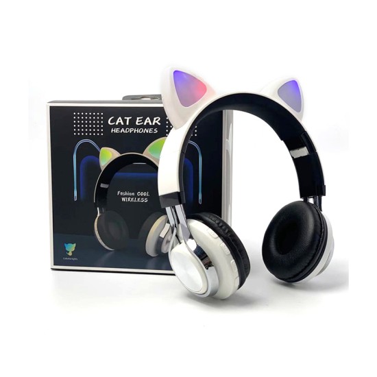 AURICULAR ORELHA DE GATO BLUETOOTH SEM FIO M-01 MP3/CELULAR/PC BRANCO